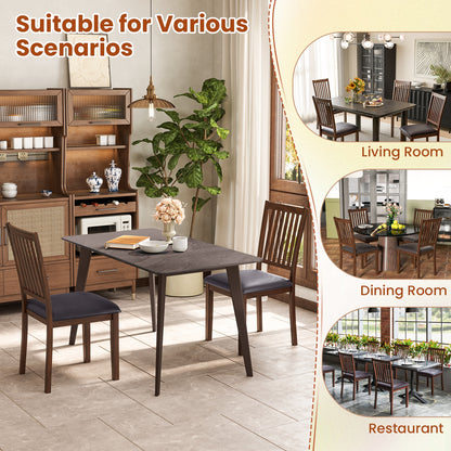 Modern Dining Chair Set Of 2, High Backrest, Brown Dining Chairs at Gallery Canada