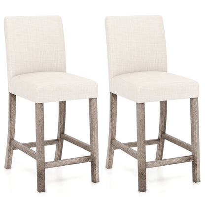 Counter Height Bar Stools Set of 2 with Back and Footrest, Beige Bar Stools Beige at Gallery Canada