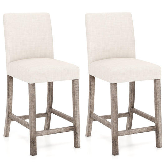 Counter Height Bar Stools Set of 2 with Back and Footrest, Beige Bar Stools Beige at Gallery Canada
