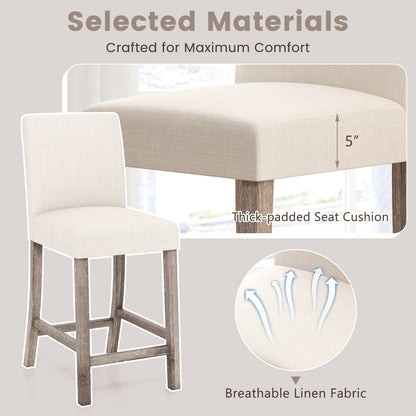 Counter Height Bar Stools Set of 2 with Back and Footrest, Beige Bar Stools at Gallery Canada