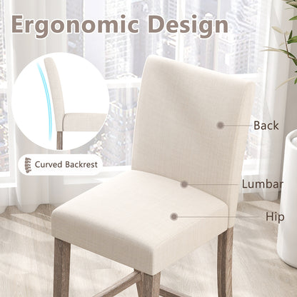 Counter Height Bar Stools Set of 2 with Back and Footrest, Beige Bar Stools at Gallery Canada