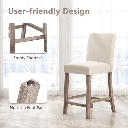 Counter Height Bar Stools Set of 2 with Back and Footrest, Beige Bar Stools at Gallery Canada