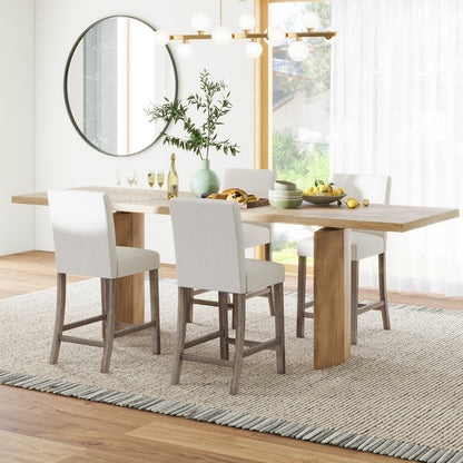 Counter Height Bar Stools Set of 2 with Back and Footrest, Beige Bar Stools at Gallery Canada
