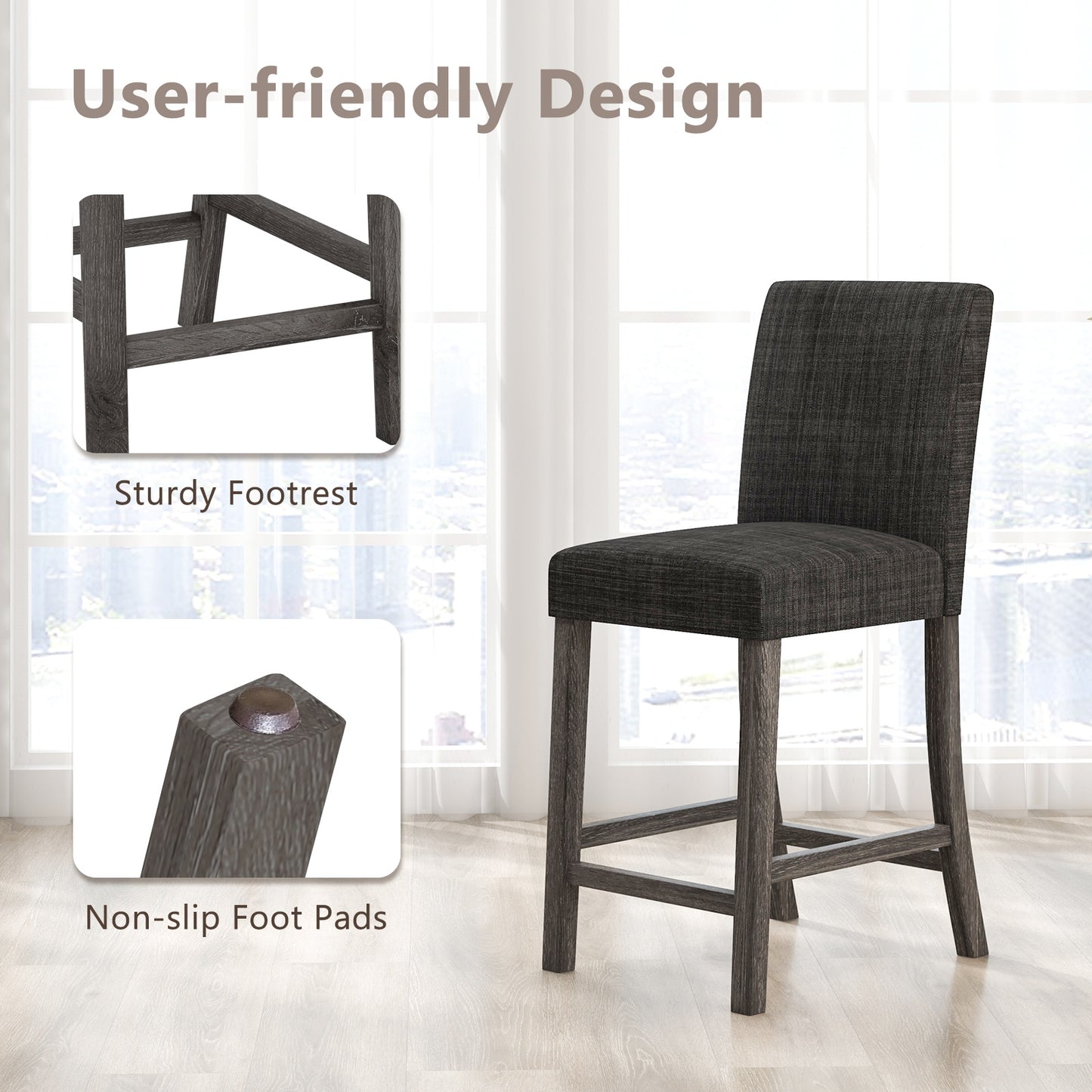 Counter Height Bar Stools, Set of 2, Gray Bar Stools at Gallery Canada