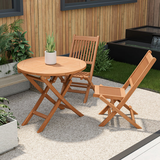 Outdoor Bistro Set with Slatted Seat and Tabletop for Backyard Patio Dining Sets Natural at Gallery Canada