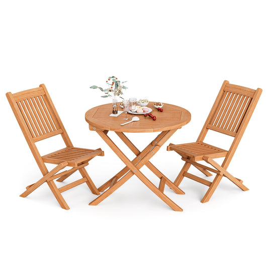 Outdoor Bistro Set, Slatted Seat And Tabletop