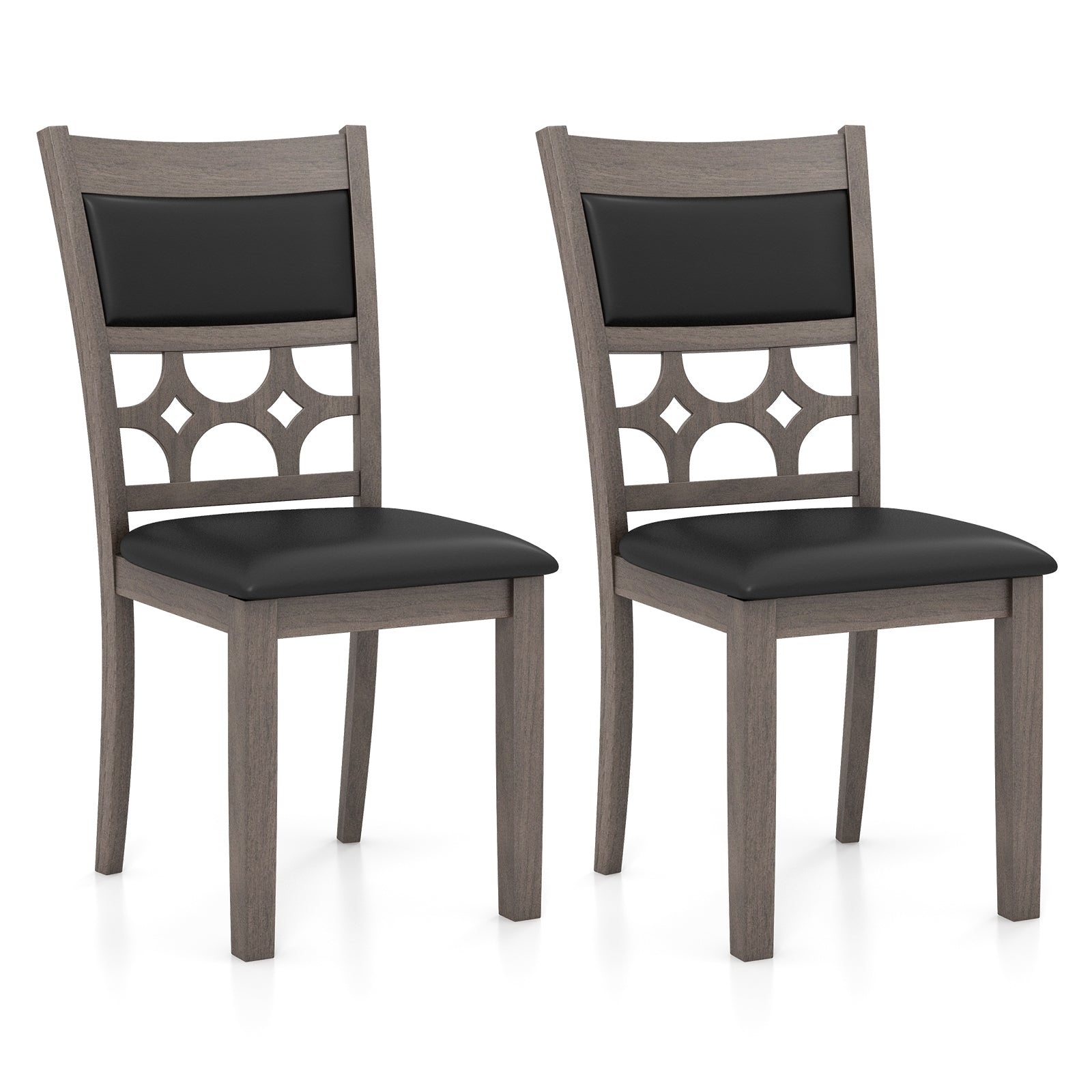 Upholstered Dining Chair Set of 2 with Padded Backrest and Seat, Gray Dining Chairs at Gallery Canada
