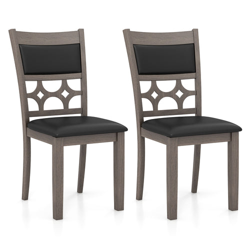 Upholstered Dining Chair Set of 2 with Padded Backrest and Seat, Gray