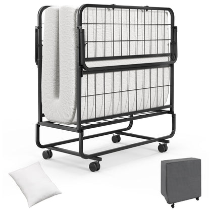 Twin Size Rollaway Folding Bed, With Mattress, Heavy Duty Frame, Black Folding Beds at Gallery Canada