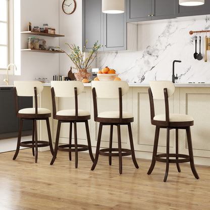 25.5 Inch Counter Height Chairs Set of 2 with Padded Seat and Backrest, Brown Bar Stools at Gallery Canada
