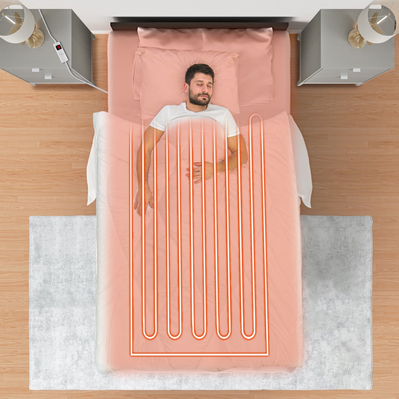 Machine Washable Electric Bed Warmer with Dual Controller 9 Heat Setting and 9-Hour Auto Off and Overheat Protection-Twin Size, White Bedding at Gallery Canada