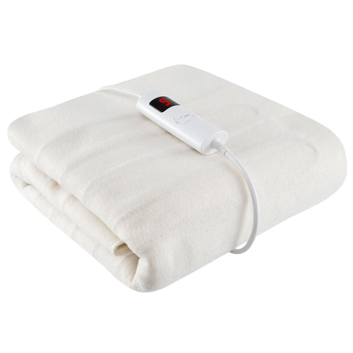 Machine Washable Electric Bed Warmer with Dual Controller 9 Heat Setting and 9-Hour Auto Off and Overheat Protection-Twin Size, White