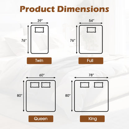 Machine Washable Electric Bed Warmer with Dual Controller 9 Heat Setting and 9-Hour Auto Off and Overheat Protection-Twin Size, White Bedding at Gallery Canada