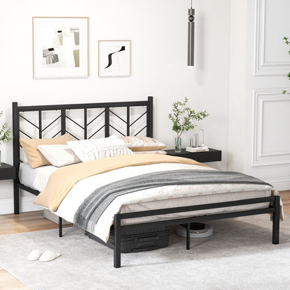 Queen Size Platform Bed with Headboard and Metal Frame-Queen Size, Black Simple Bed Frame at Gallery Canada