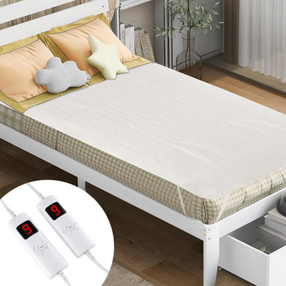 Machine Washable Electric Bed Warmer with Dual Controller 9 Heat Setting and 9-Hour Auto Off and Overheat Protection-Full Size, White Bedding at Gallery Canada