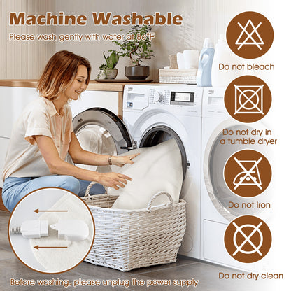 Machine Washable Electric Bed Warmer with Dual Controller 9 Heat Setting and 9-Hour Auto Off and Overheat Protection-Full Size, White Bedding at Gallery Canada
