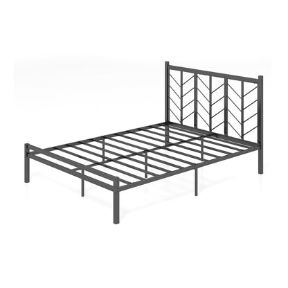 Queen Size Platform Bed with Headboard and Metal Frame-Queen Size, Black Simple Bed Frame Black at Gallery Canada