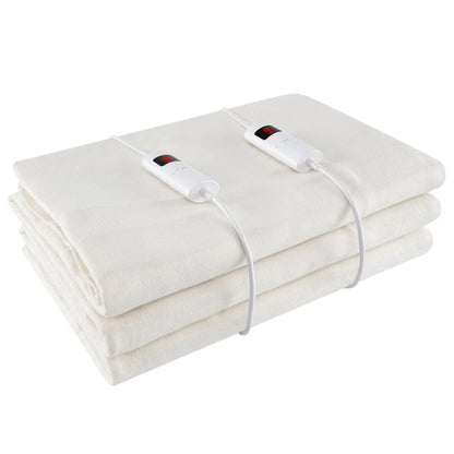Chauffage de lit électrique, Taille King, 9 réglages de chaleur, Double contrôleur, Blanc