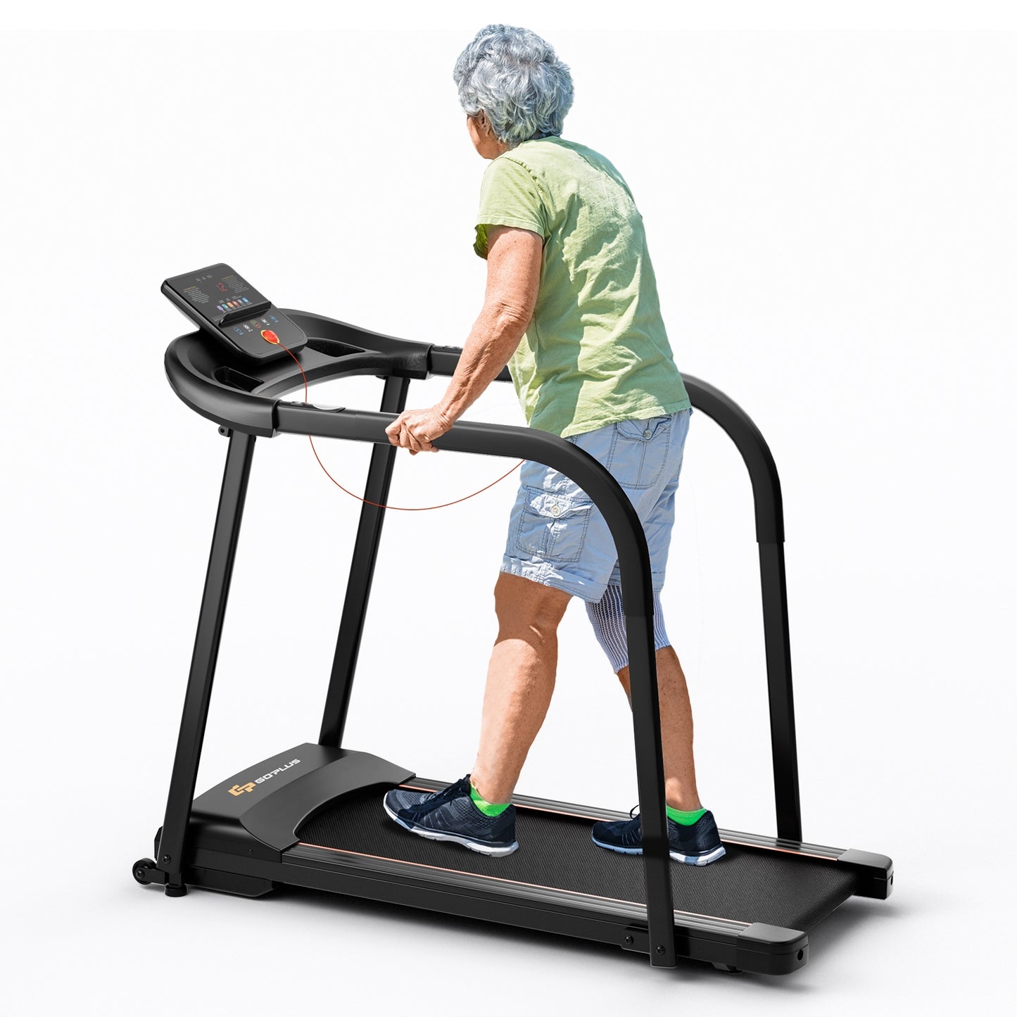 2.5 HP Walking Treadmill with Long Handrails for Seniors, Black Treadmills Black at Gallery Canada