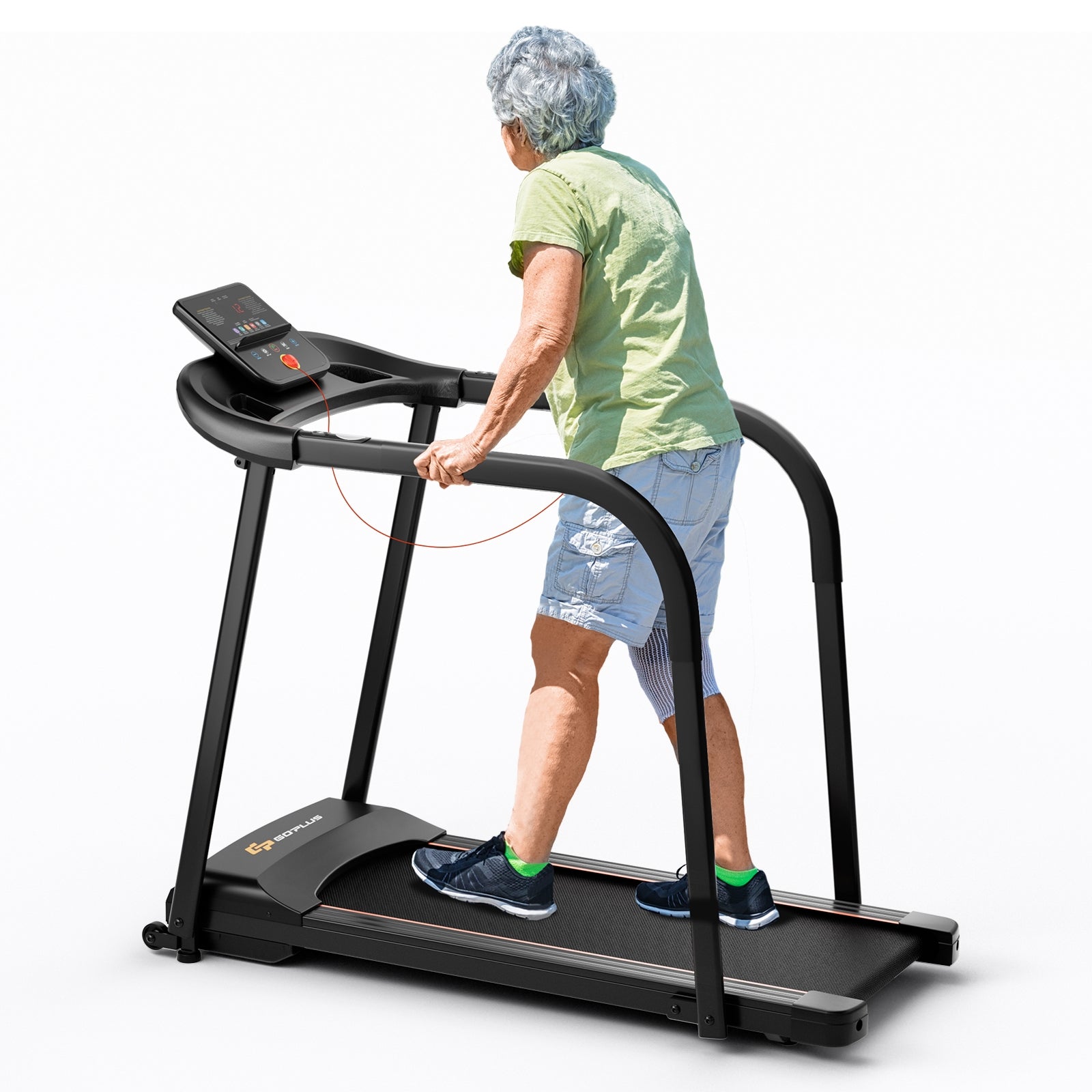 2.5 HP Walking Treadmill with Long Handrails for Seniors, Black Treadmills at Gallery Canada