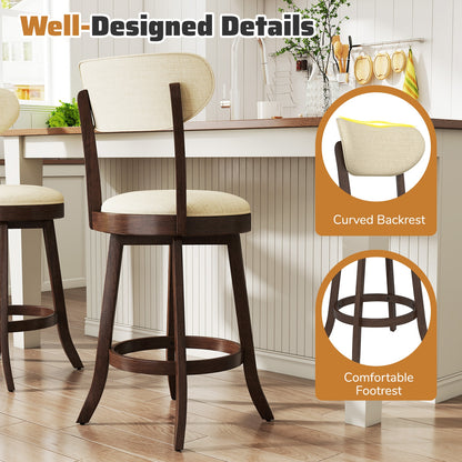 25.5 Inch Counter Height Chairs Set of 2 with Padded Seat and Backrest, Brown Bar Stools at Gallery Canada