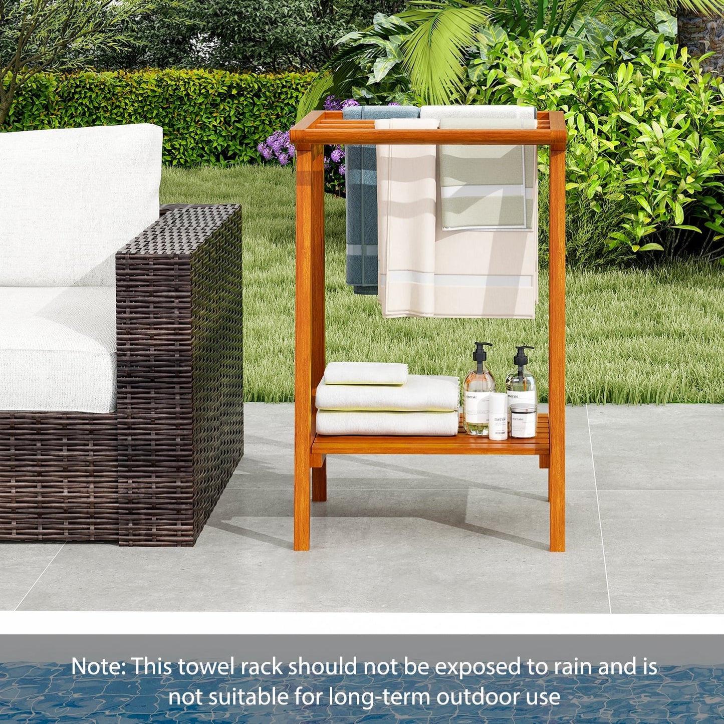 Freestanding Towel Rack With Storage Shelf, Natural Towel Racks at Gallery Canada