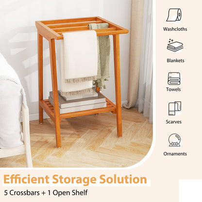 Freestanding Towel Rack With Storage Shelf, Natural Towel Racks at Gallery Canada