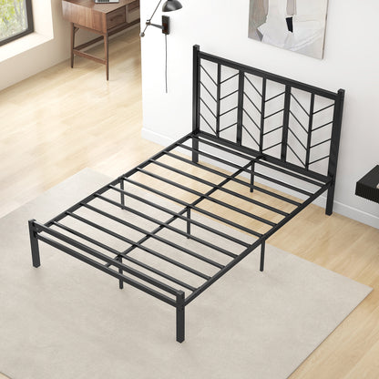 Full Size Platform Bed with Headboard and Metal Frame-Full Size, Black Simple Bed Frame at Gallery Canada