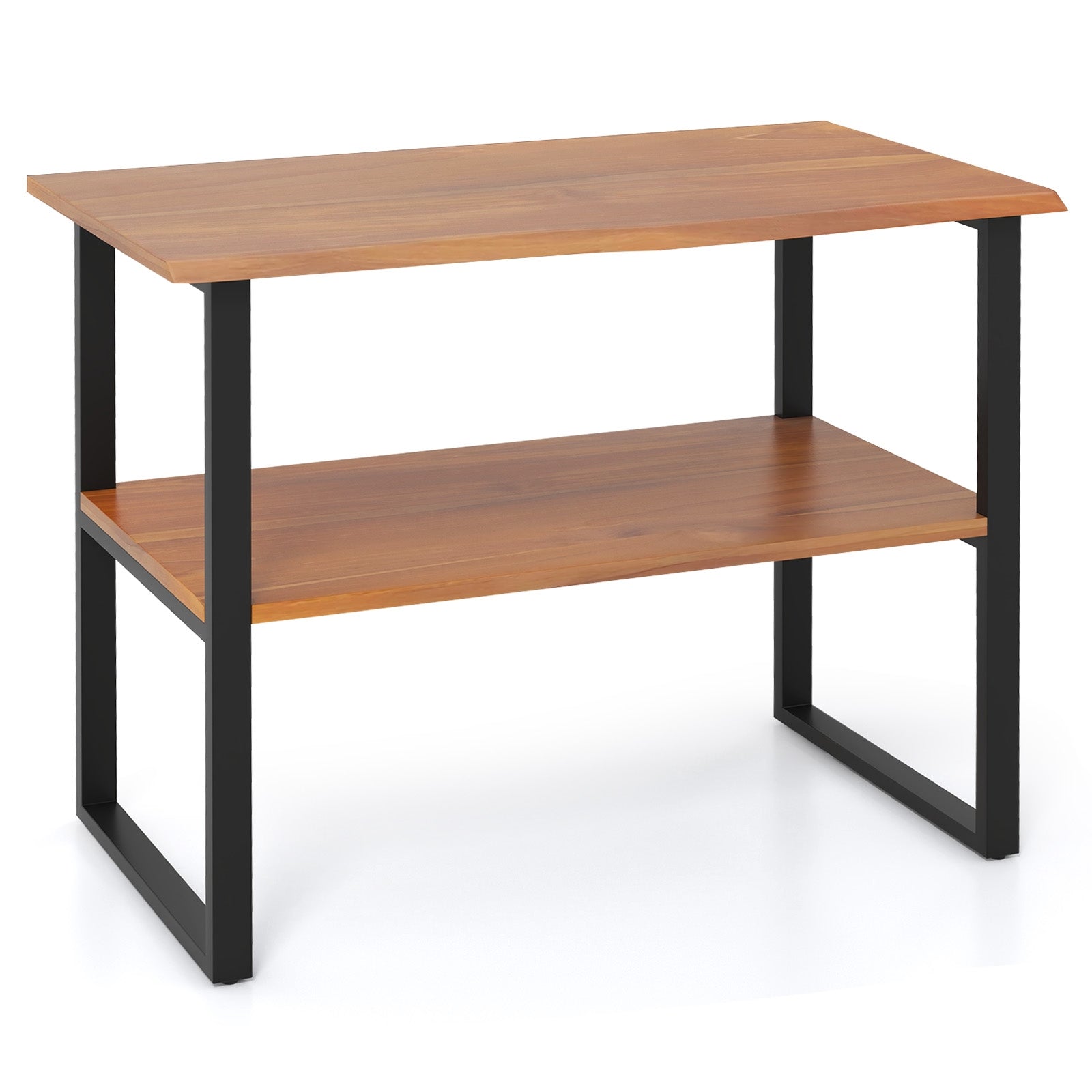 2-Tier Teak Wood End Table Sofa Side for Living Room Hallway Laundry Nightstands at Gallery Canada