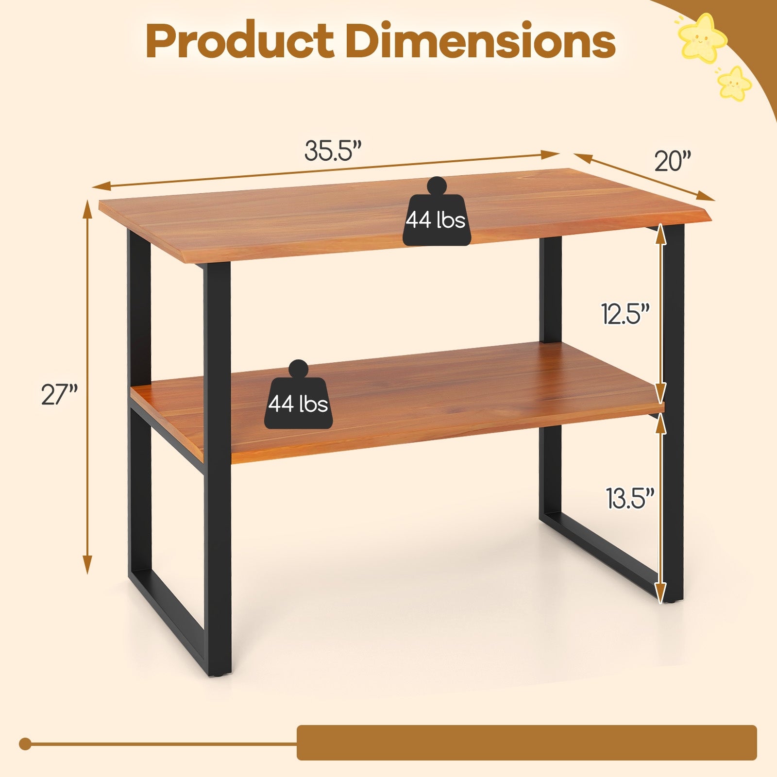 2-Tier Teak Wood End Table, Living Room Side Table Nightstands at Gallery Canada