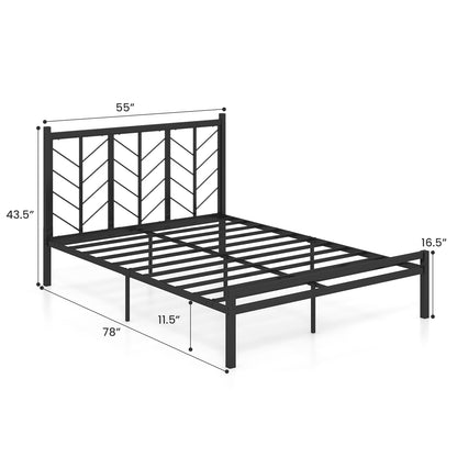 Full Size Platform Bed with Headboard and Metal Frame-Full Size, Black Simple Bed Frame at Gallery Canada