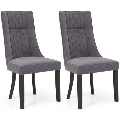 Channel Tufted Dining Chairs Set of 2 Upholstered Kitchen Side Chairs with High Backrest, Gray Dining Chairs Gray at Gallery Canada