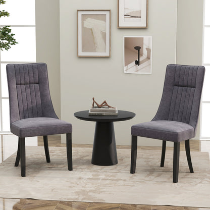 Channel Tufted Dining Chairs Set of 2 Upholstered Kitchen Side Chairs with High Backrest, Gray Dining Chairs at Gallery Canada