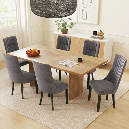 Channel Tufted Dining Chairs Set of 2 Upholstered Kitchen Side Chairs with High Backrest, Gray Dining Chairs at Gallery Canada