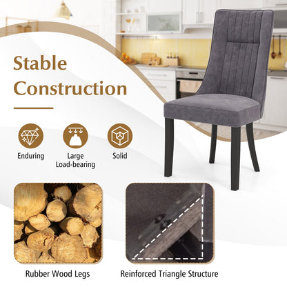 Channel Tufted Dining Chairs Set of 2 Upholstered Kitchen Side Chairs with High Backrest, Gray Dining Chairs at Gallery Canada