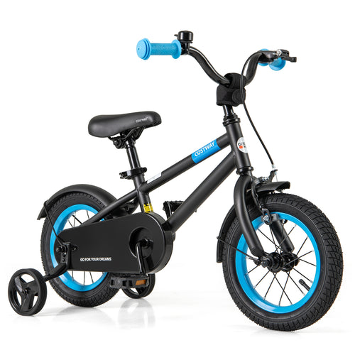 Kids Bike with Adjustable Handlebar and Saddle Black-12 Inches, Black