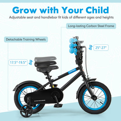 Kids Bike with Adjustable Handlebar and Saddle Black-12 Inches, Black Kids Bike at Gallery Canada