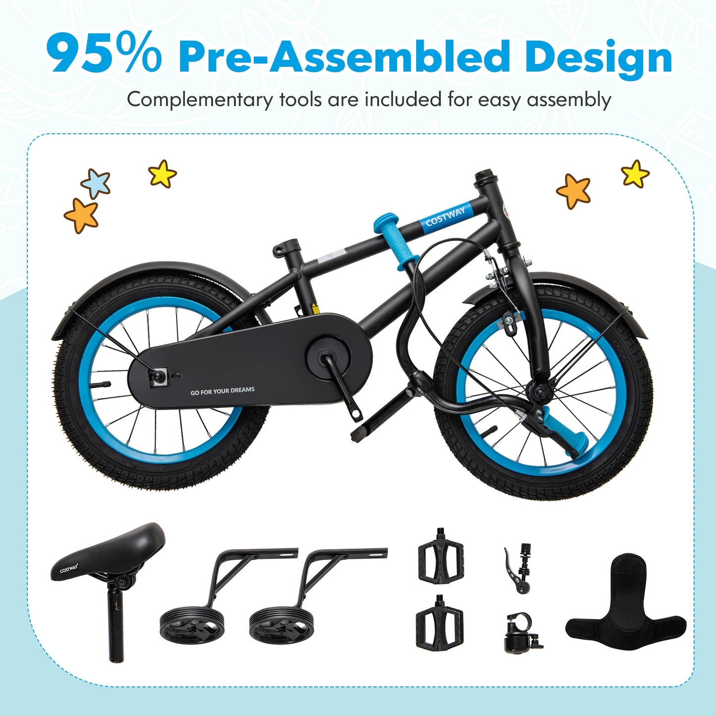 Kids Bike with Adjustable Handlebar and Saddle Black-12 Inches, Black Kids Bike at Gallery Canada