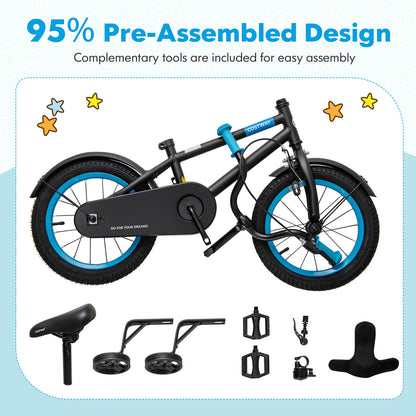 Kids Bike with Adjustable Handlebar and Saddle Black-12 Inches, Black Kids Bike at Gallery Canada