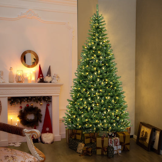 8 FT Corner Artificial Christmas Tree, 1137 Branch Tips, 360 Warm White LED Lights, Green Christmas Tree Green at Gallery Canada