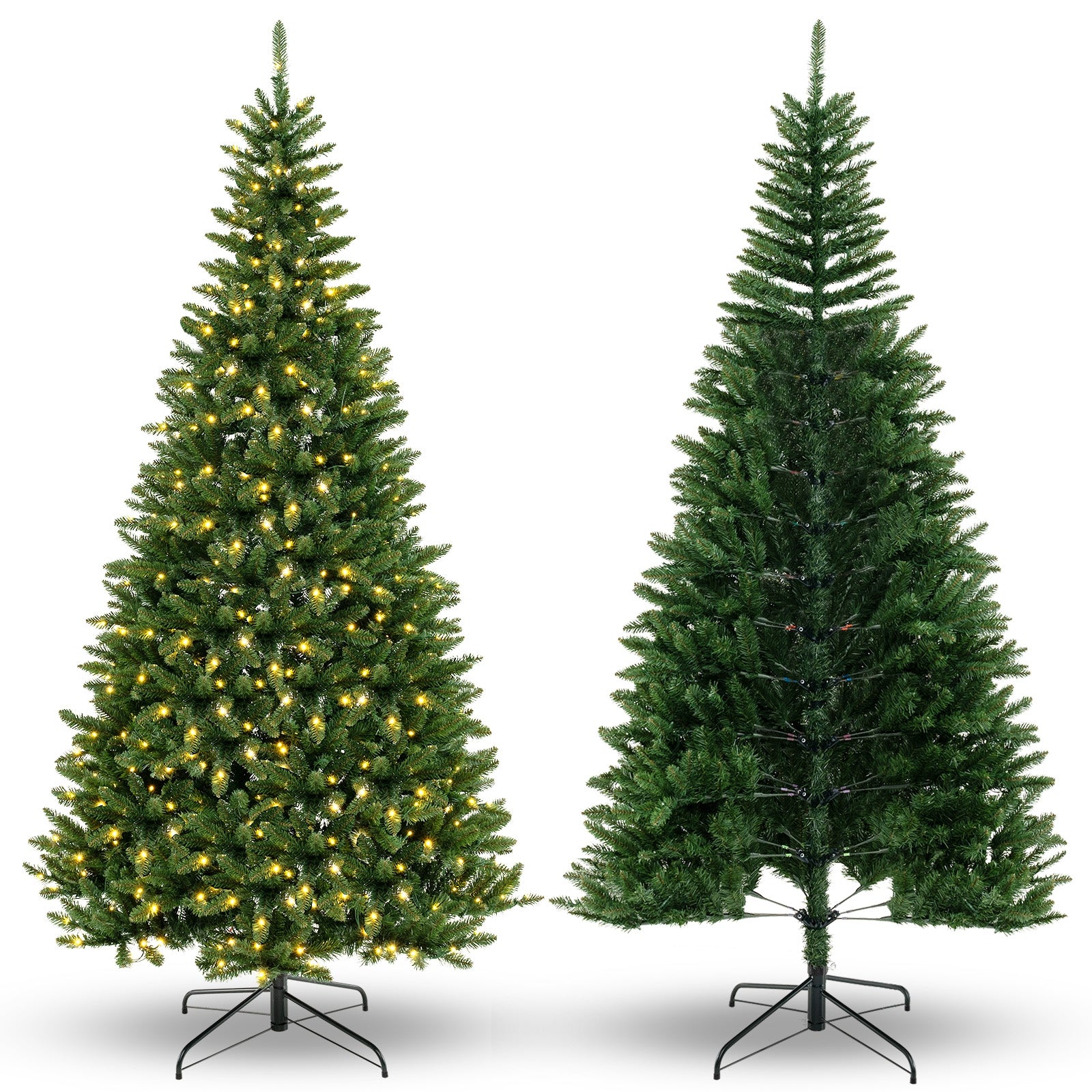 8 FT Corner Artificial Christmas Tree, 1137 Branch Tips, 360 Warm White LED Lights, Green Christmas Tree Green at Gallery Canada
