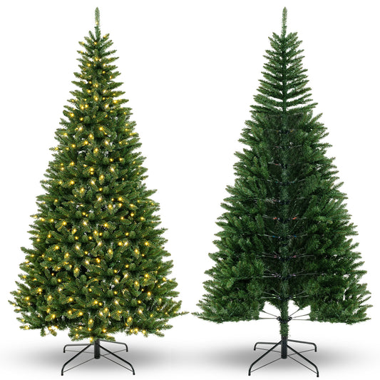 8 FT Corner Artificial Christmas Tree, 1137 Branch Tips, 360 Warm White LED Lights, Green Christmas Tree Green at Gallery Canada