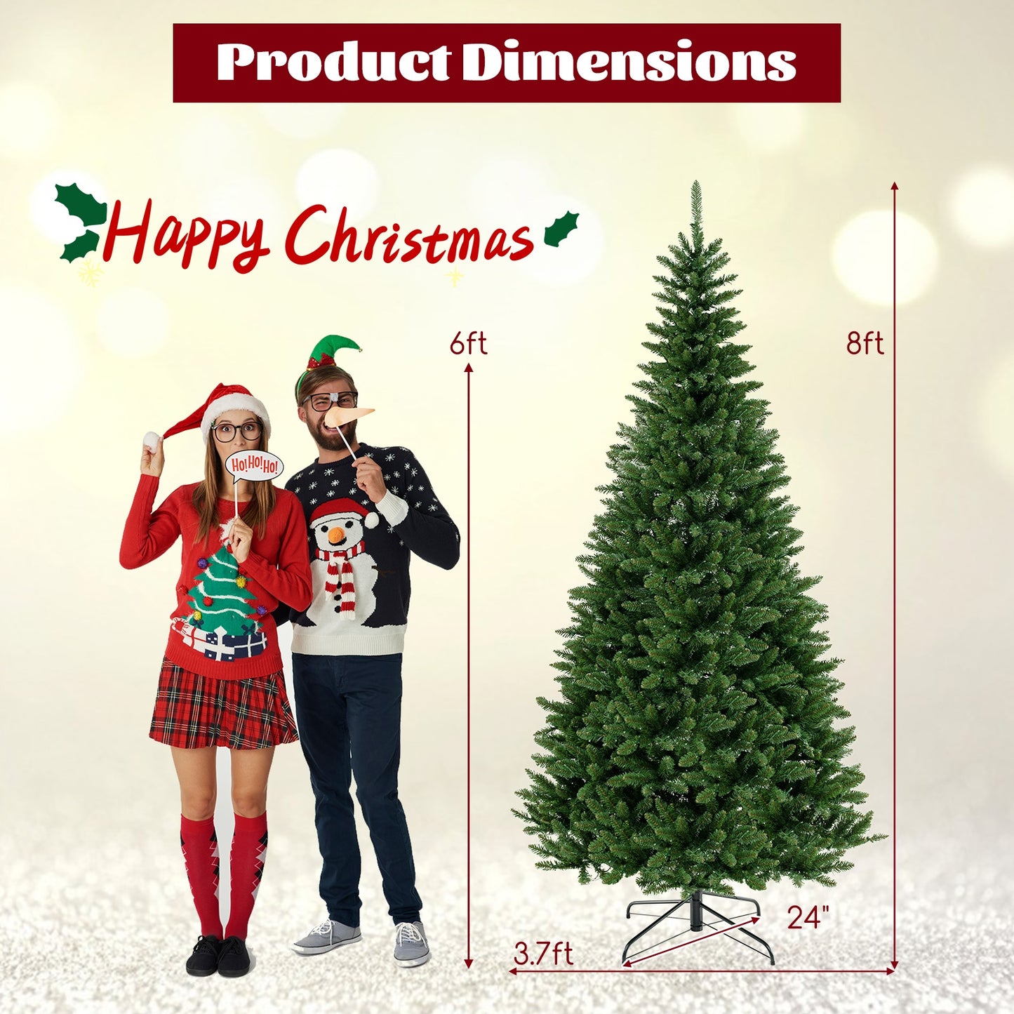 8 FT Corner Artificial Christmas Tree, 1137 Branch Tips, 360 Warm White LED Lights, Green Christmas Tree at Gallery Canada