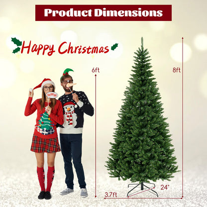 8 FT Corner Artificial Christmas Tree, 1137 Branch Tips, 360 Warm White LED Lights, Green Christmas Tree at Gallery Canada