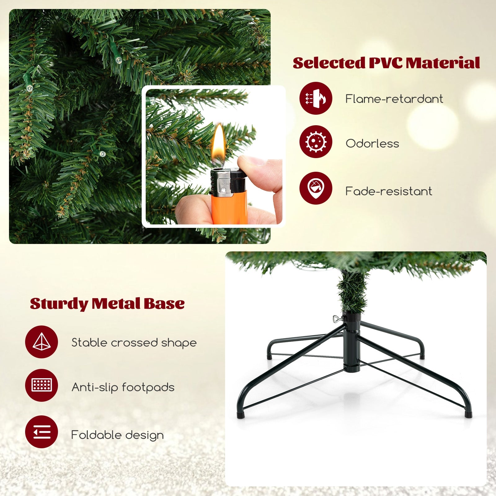 8 FT Corner Artificial Christmas Tree, 1137 Branch Tips, 360 Warm White LED Lights, Green Christmas Tree at Gallery Canada