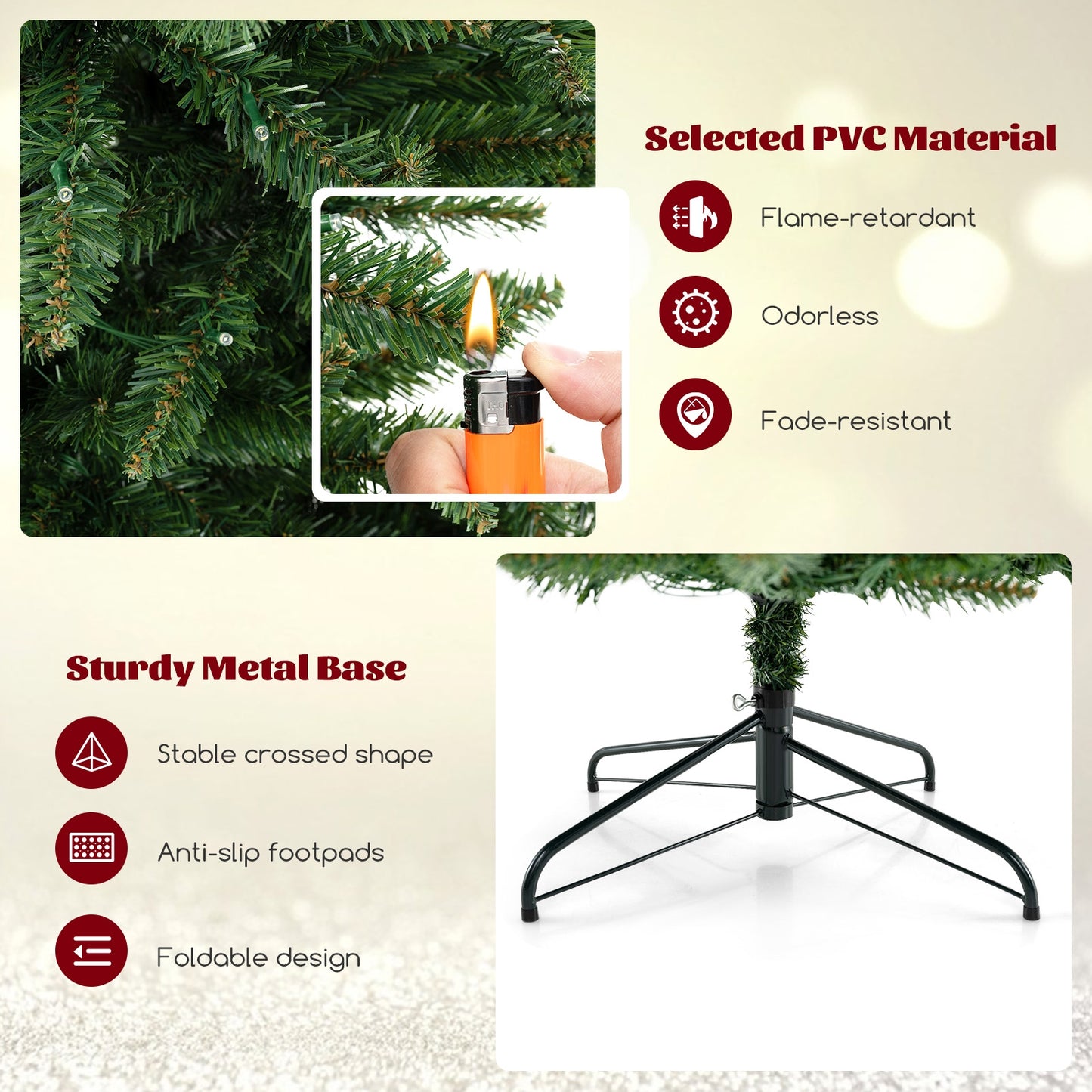 8 FT Corner Artificial Christmas Tree, 1137 Branch Tips, 360 Warm White LED Lights, Green Christmas Tree at Gallery Canada