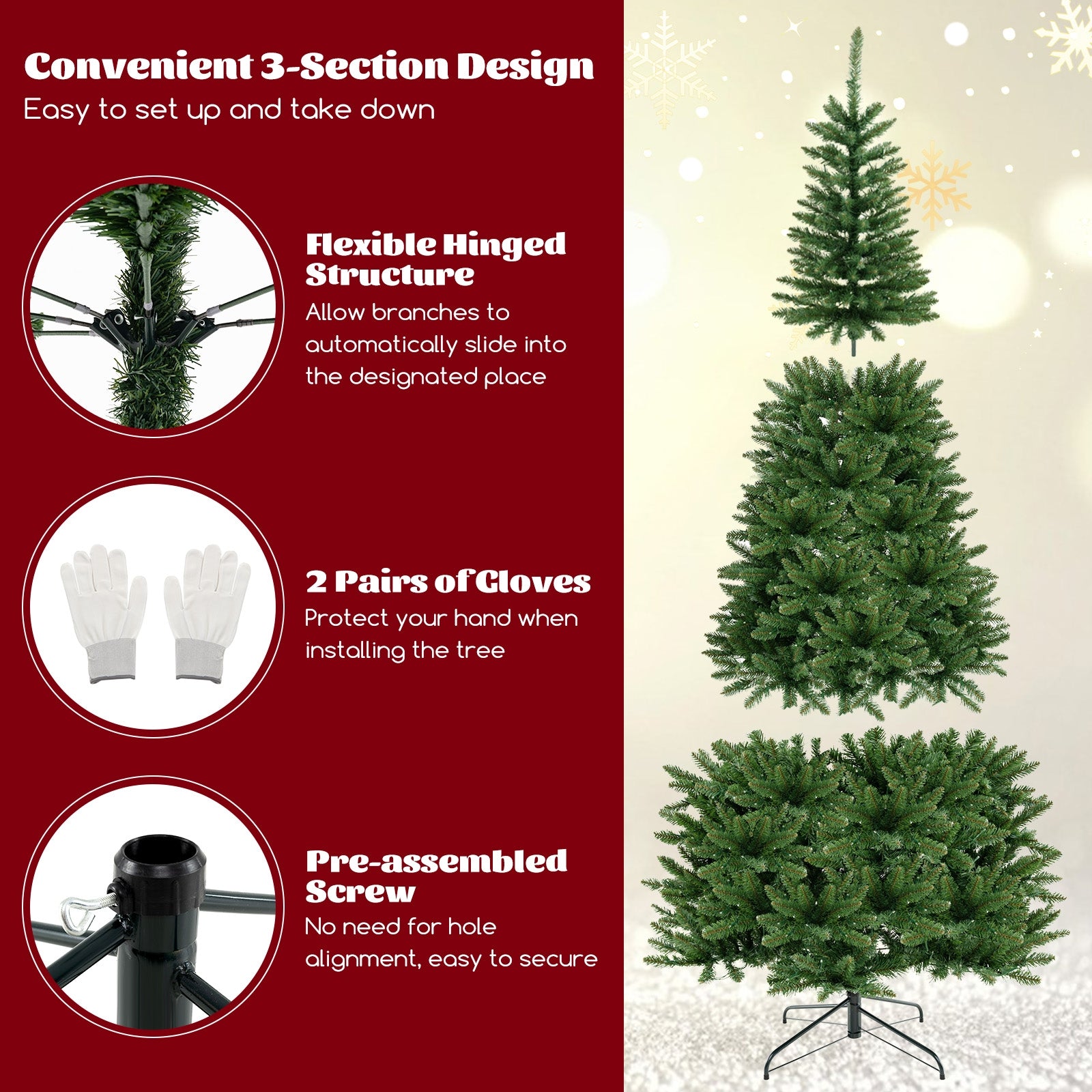 8 FT Corner Artificial Christmas Tree, 1137 Branch Tips, 360 Warm White LED Lights, Green Christmas Tree at Gallery Canada