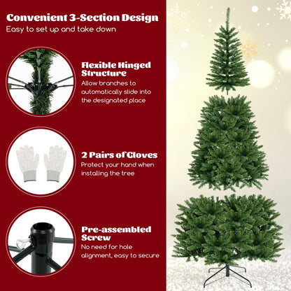 8 FT Corner Artificial Christmas Tree, 1137 Branch Tips, 360 Warm White LED Lights, Green Christmas Tree at Gallery Canada