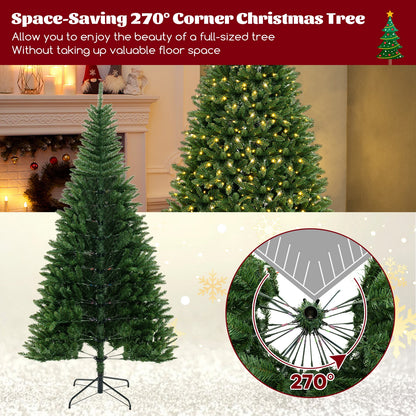 8 FT Corner Artificial Christmas Tree, 1137 Branch Tips, 360 Warm White LED Lights, Green Christmas Tree at Gallery Canada