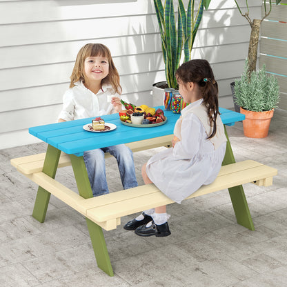 Kids Wooden Picnic Table Set Toddler Activity and Dining Table with Built-in Benches Kids Table & Chair Sets at Gallery Canada